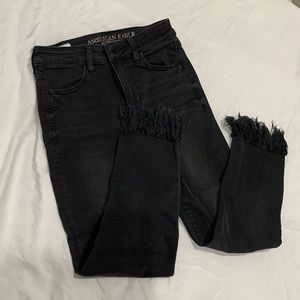 American Eagle Frayed Bottom Skinny Jeans